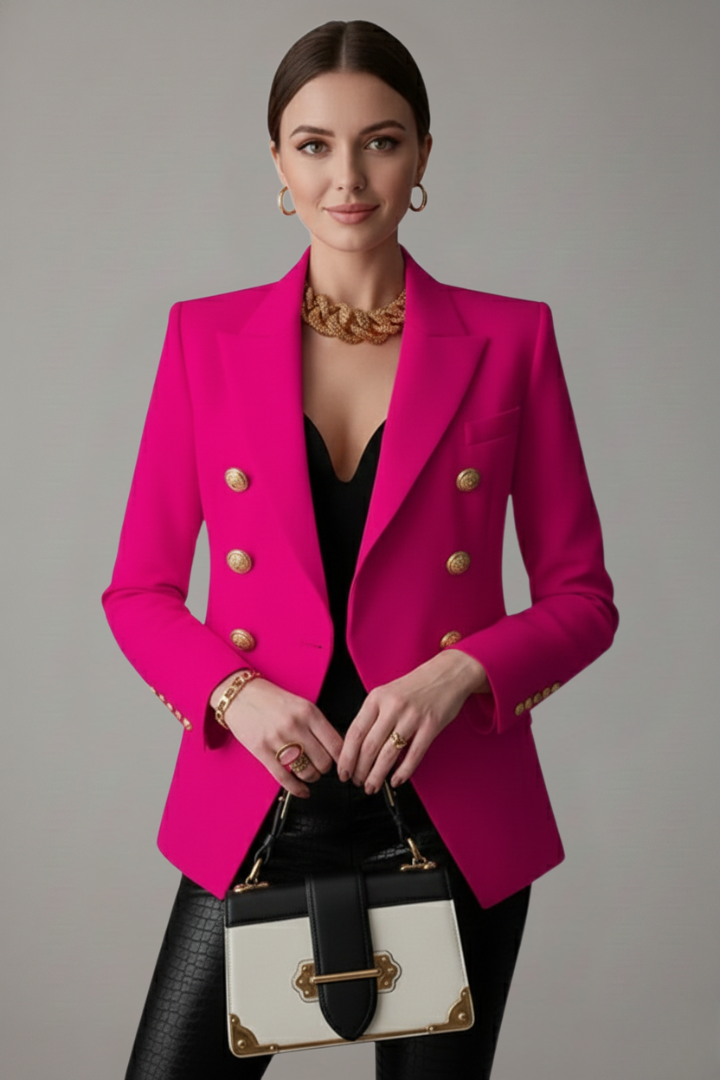 Blazer Damen mit doppelter Knopfleiste und goldfarbenen Knöpfen | J&B - 10 - Jasminaboutique.com