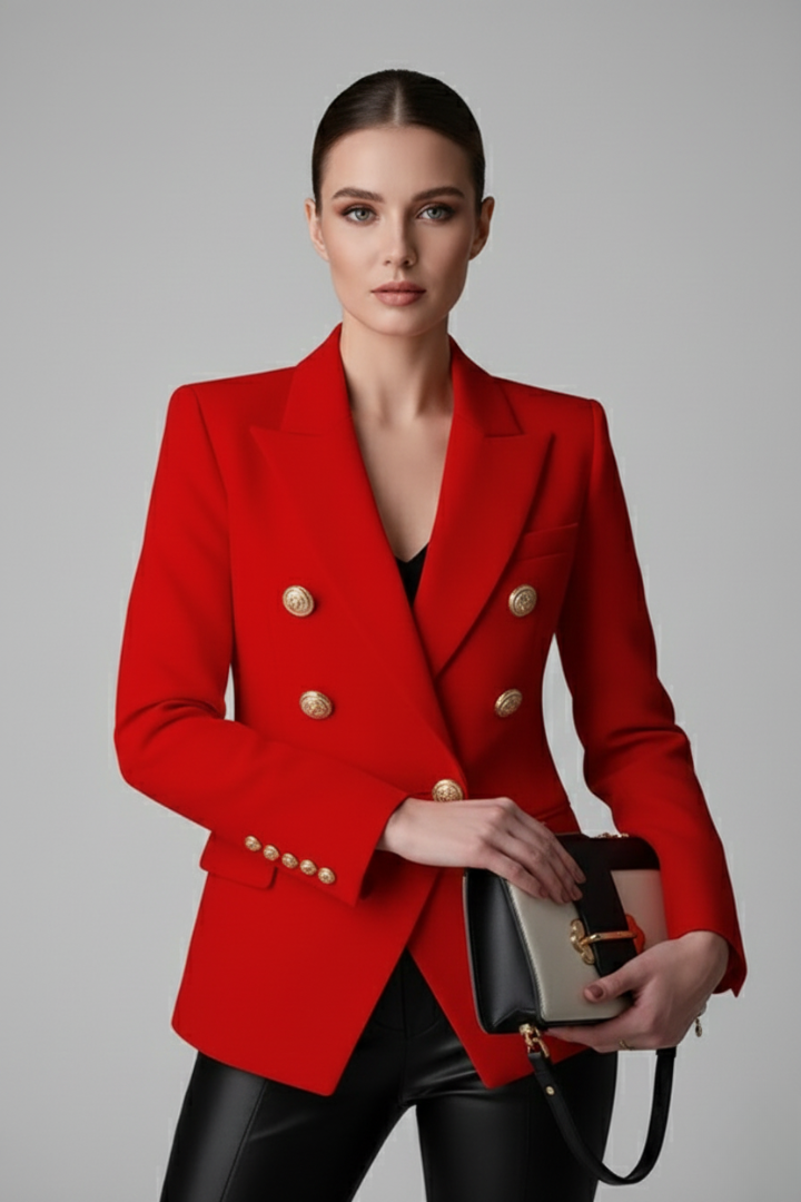 Blazer Damen mit doppelter Knopfleiste und goldfarbenen Knöpfen | J&B - 7 - Jasminaboutique.com