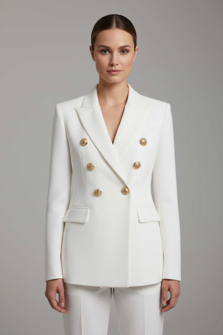 Blazer Damen mit doppelter Knopfleiste und goldfarbenen Knöpfen | J&B - 6 - Jasminaboutique.com