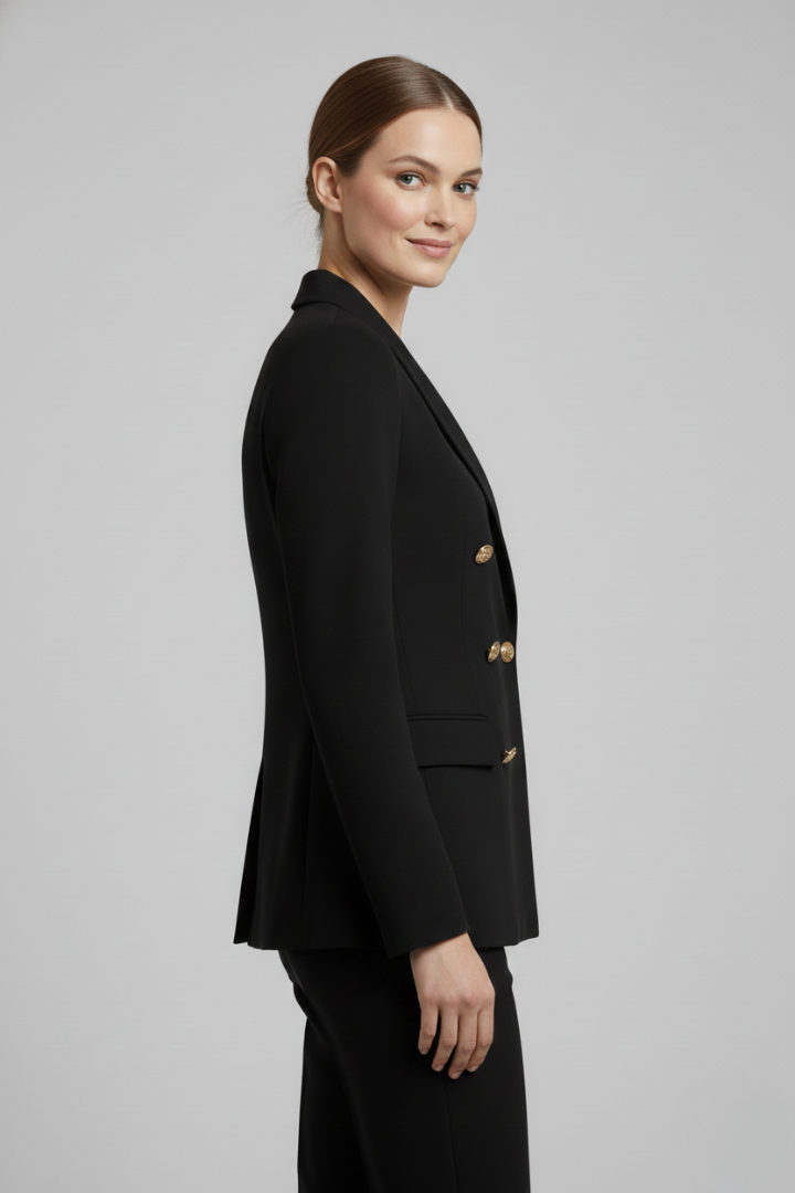 Blazer Damen mit doppelter Knopfleiste und goldfarbenen Knöpfen | J&B - 4 - Jasminaboutique.com