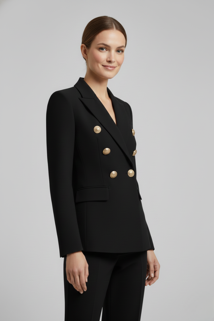 Blazer Damen mit doppelter Knopfleiste und goldfarbenen Knöpfen | J&B - 3 - Jasminaboutique.com