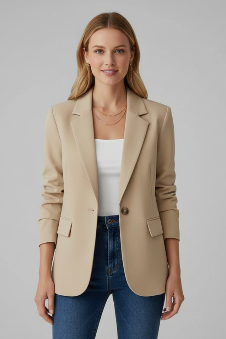Blazer Damen mit fallendem Revers und einem Knopf | J&B - 8 - Jasminaboutique.com