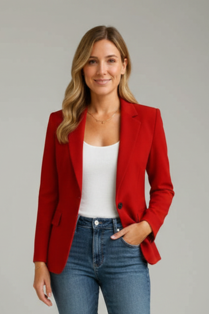 Blazer Damen mit fallendem Revers und einem Knopf | J&B - 2 - Jasminaboutique.com