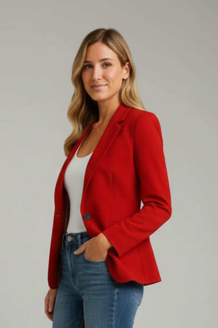 Blazer Damen mit fallendem Revers und einem Knopf | J&B - 5 - Jasminaboutique.com