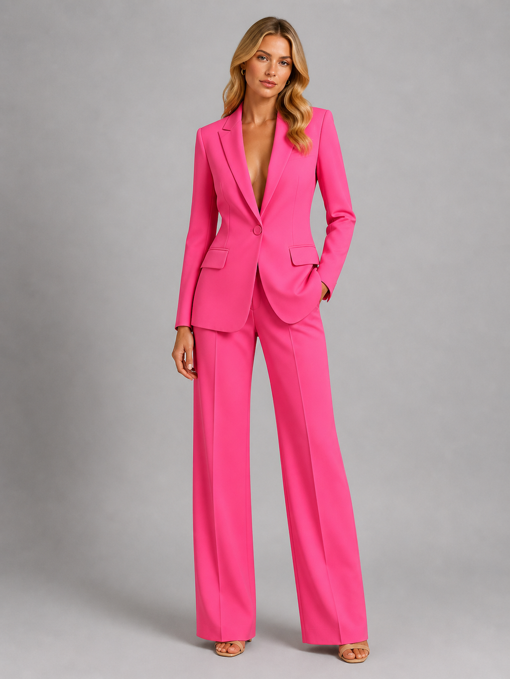 Outfit Damen: Taillierter Blazer und weite Hose | J&B - 7 - Jasminaboutique.com