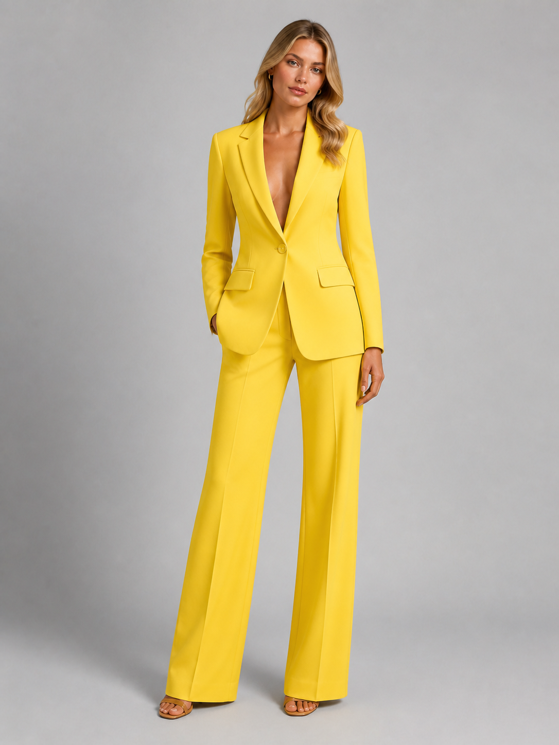 Outfit Damen: Taillierter Blazer und weite Hose | J&B - 6 - Jasminaboutique.com