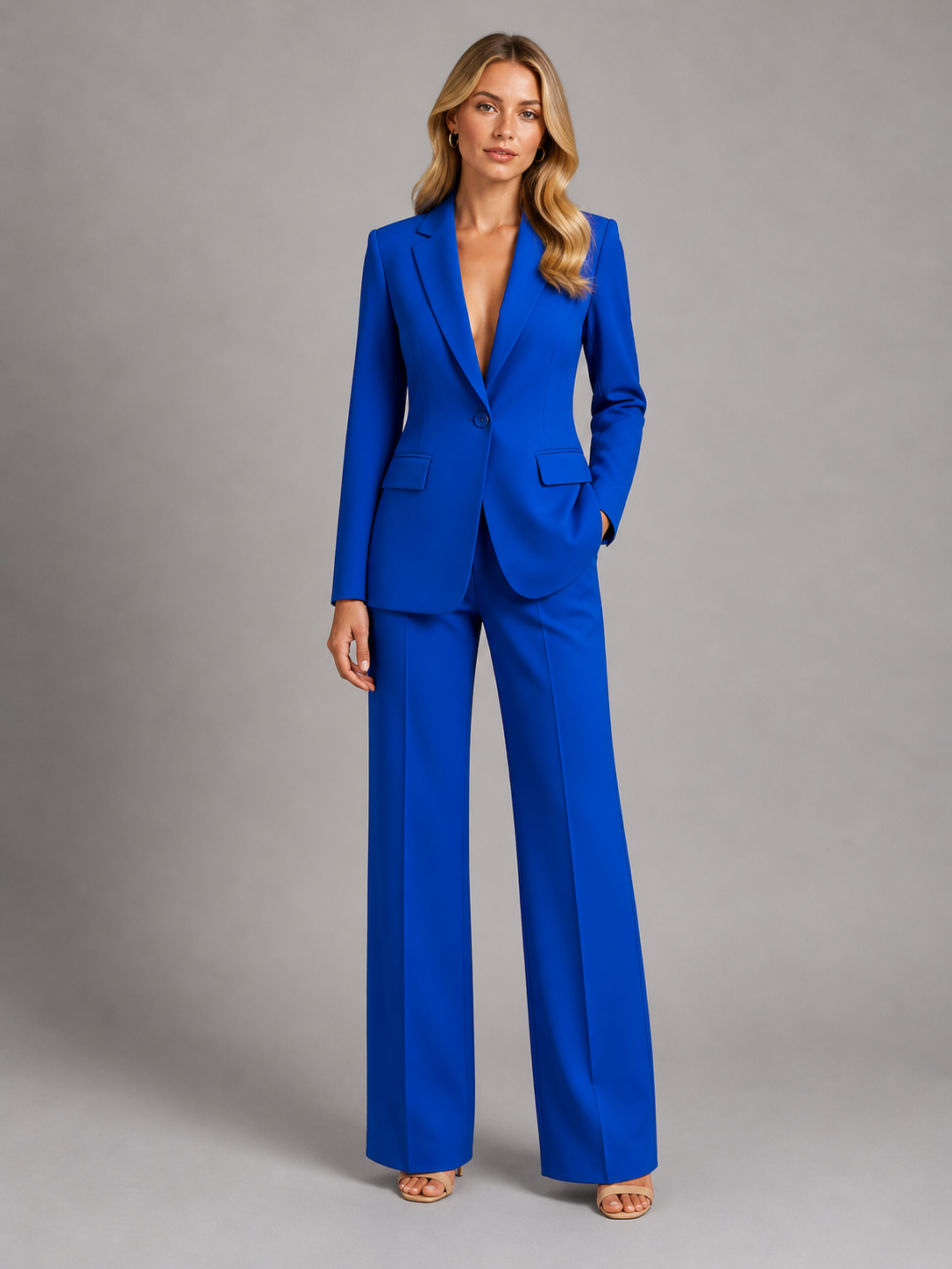 Outfit Damen: Taillierter Blazer und weite Hose | J&B - 5 - Jasminaboutique.com