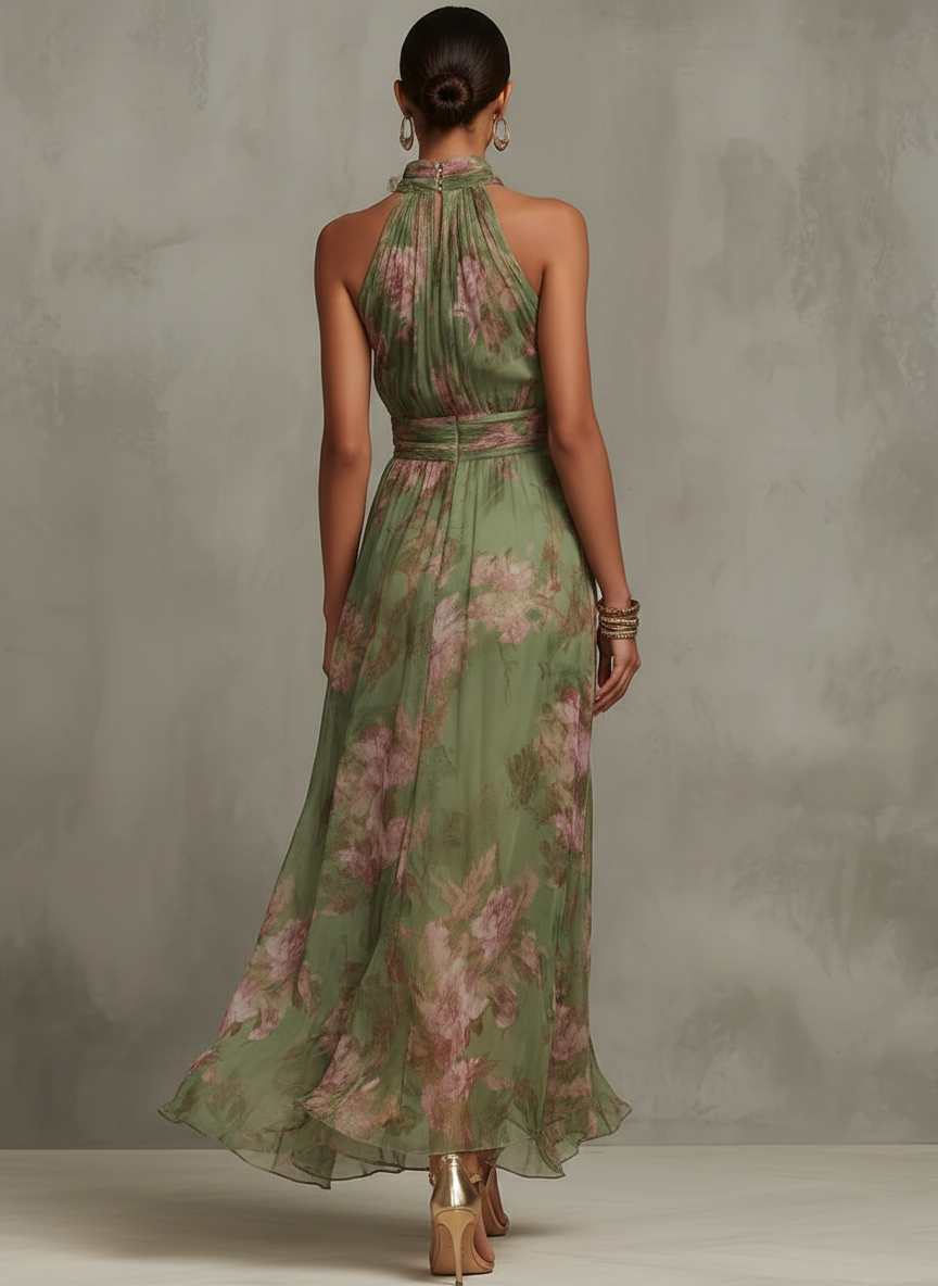Gisela – Floral Summer Halter Neck Dress - Image 2