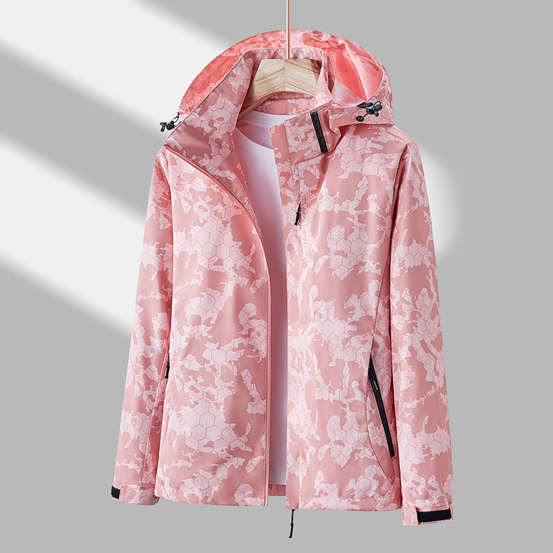 Windjacke Damen mit Kapuze und floralem Muster | J&B - 1 - Jasminaboutique.com