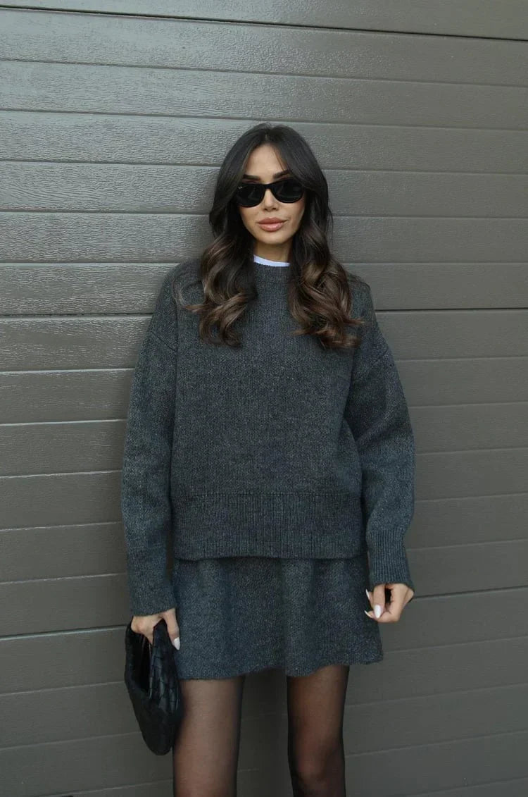 Elegantes Set aus Pullover und Rock – Zweiteiliges Strick-Set - 14 - Jasminaboutique.com