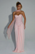 Elegantes trägerloses Abendkleid Rosa – Bild 1