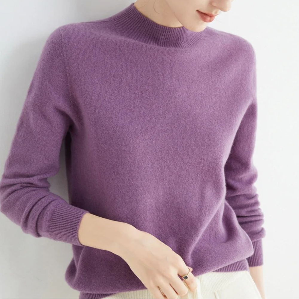 Pullover Damen – Weicher Strick mit hohem Kragen | J&B - 1 - Jasminaboutique.com