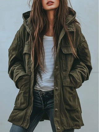 Modische Jacke Damen mit Kapuze und Taschen | J&B - 5 - Jasminaboutique.com