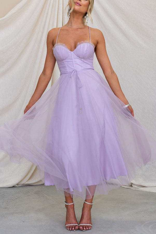Midi Dress Women with Sweetheart Neckline and Flowy Skirt - Image 13