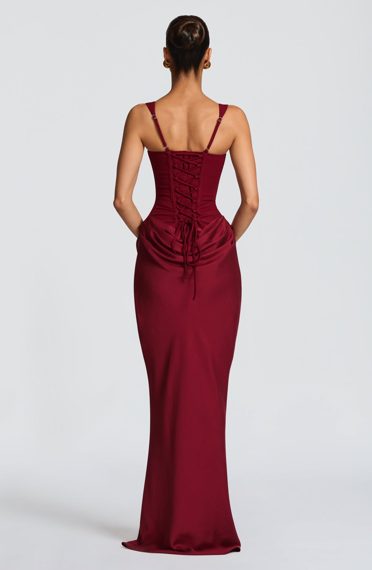 Elegant Women's Maxi Dress with Square Neckline and Draped Detail - Image 4