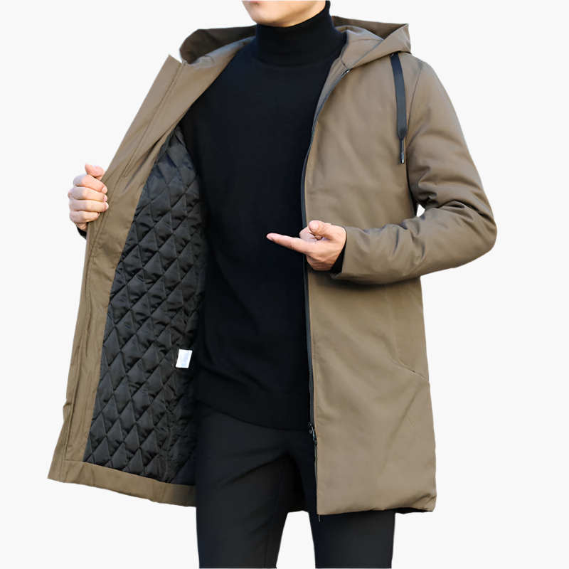 Men's Longline Jacket with Hood and Zip Closure - Image 8