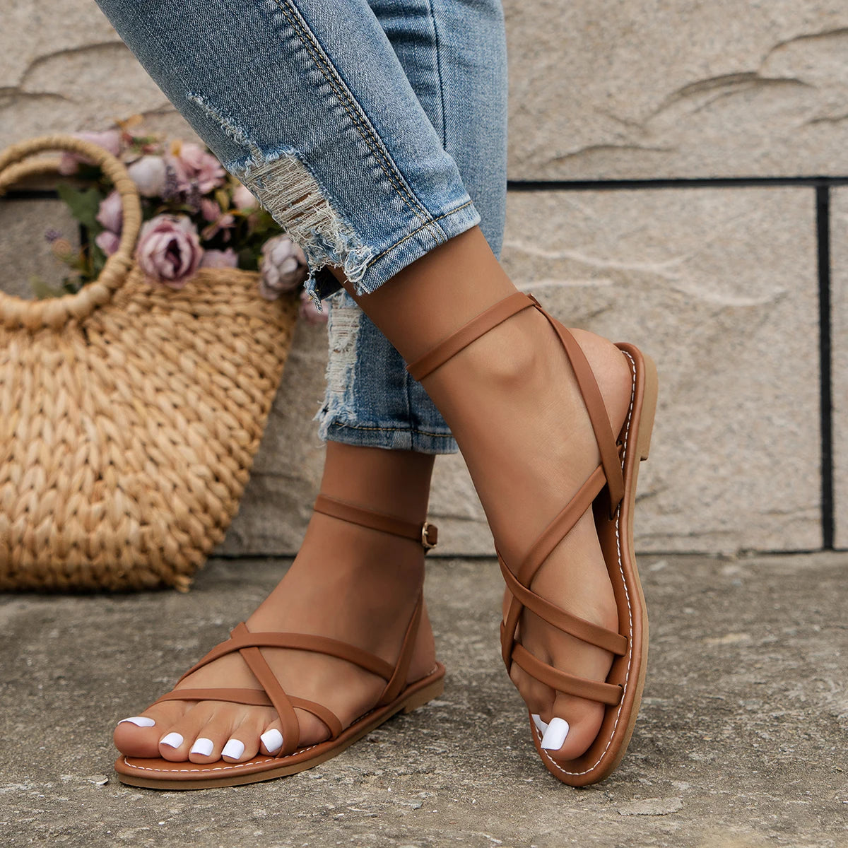 Lydia – Women Strappy Flat Sandals - Image 6
