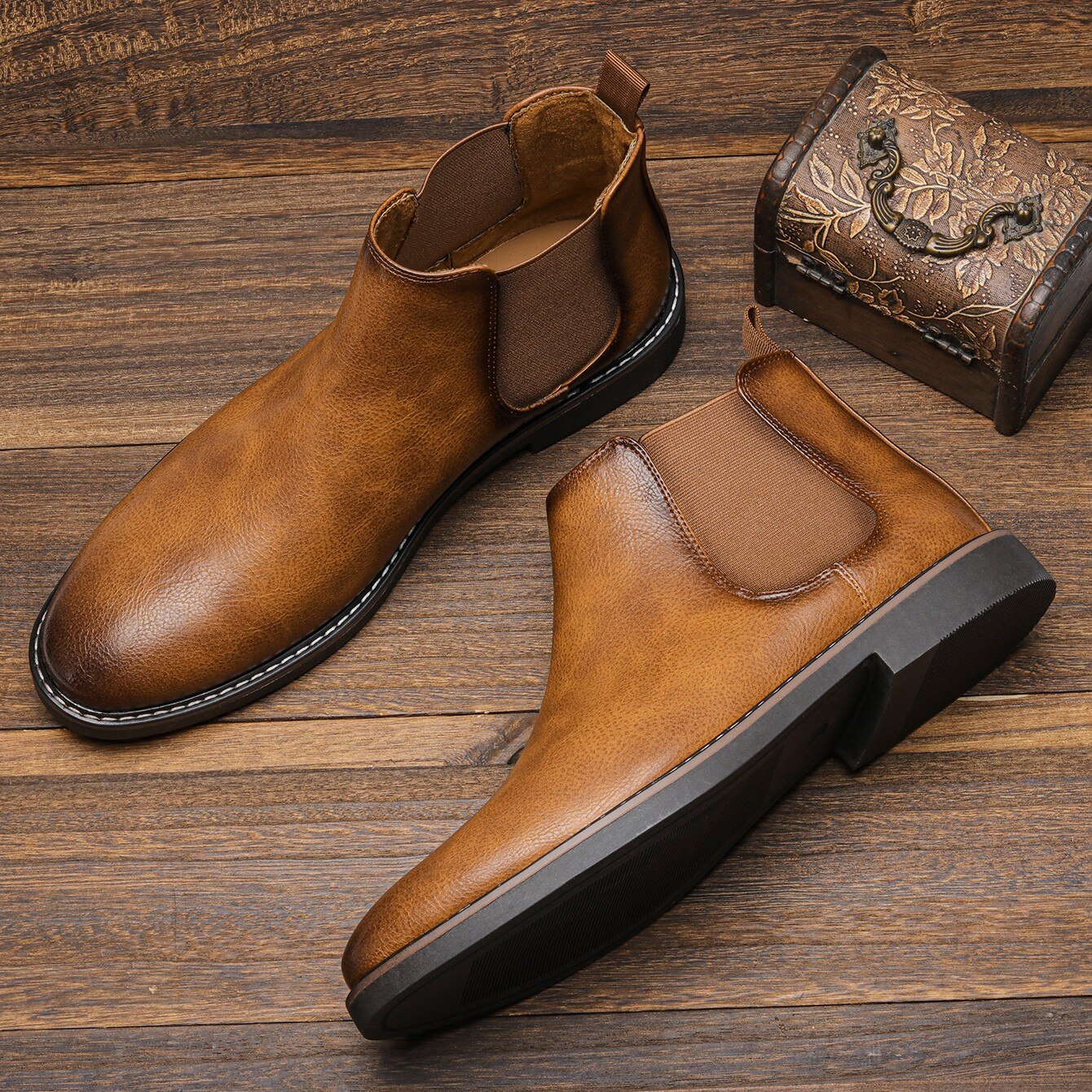 Chelsea Boots Herren braun mit elastischen Einsätzen | J&B - 5 - Jasminaboutique.com