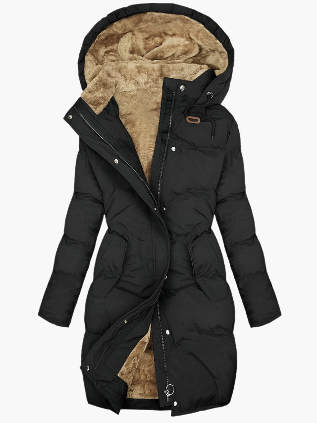 Puffer Jacket Women's Longline with Hood and Cozy Lining - Image 1
