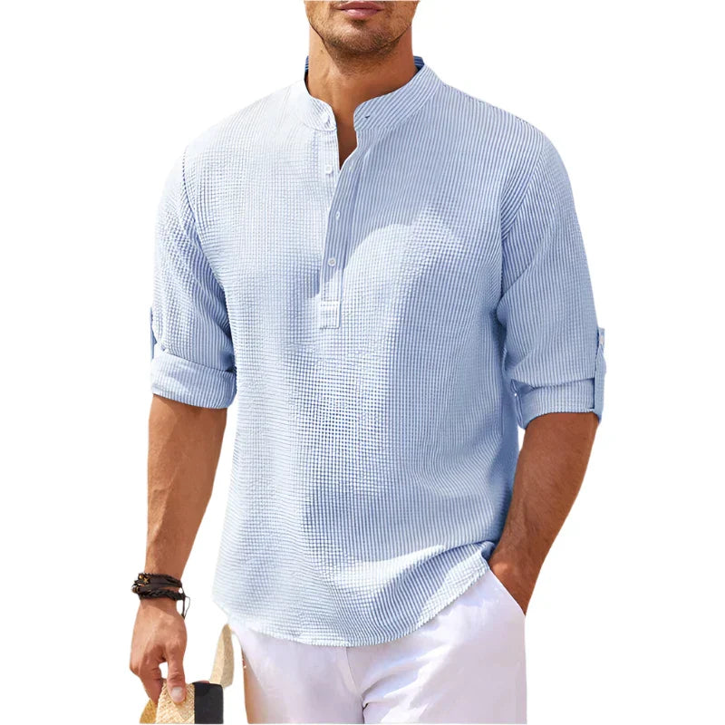 Simon – Long Sleeve Stand Collar Shirt - Image 5