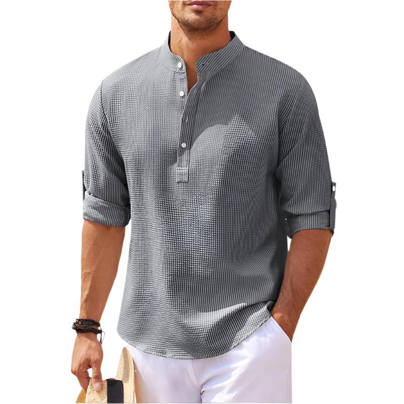 Simon – Long Sleeve Stand Collar Shirt - Image 6