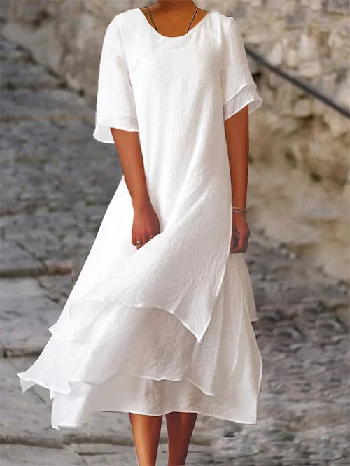 Sophie – Women's double-layer cotton-linen dress - Image 2