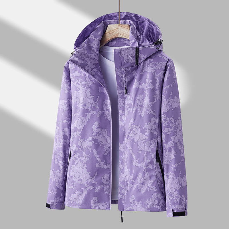 Windjacke Damen mit Kapuze und floralem Muster | J&B - 6 - Jasminaboutique.com