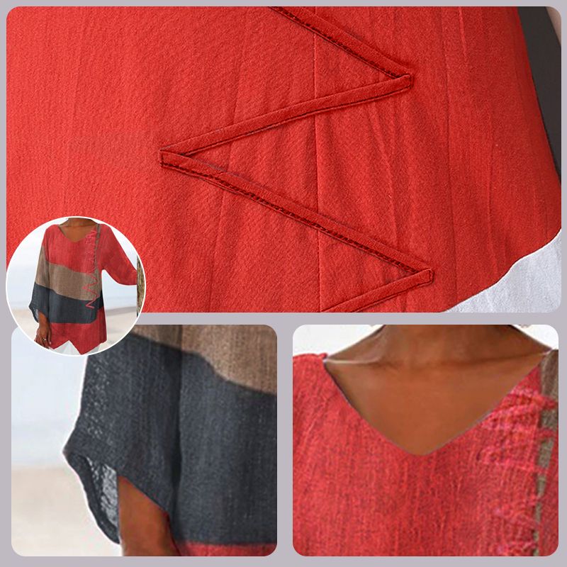 Christina – Women Artistic Long Shirt  V-Neck Blouse - Image 4
