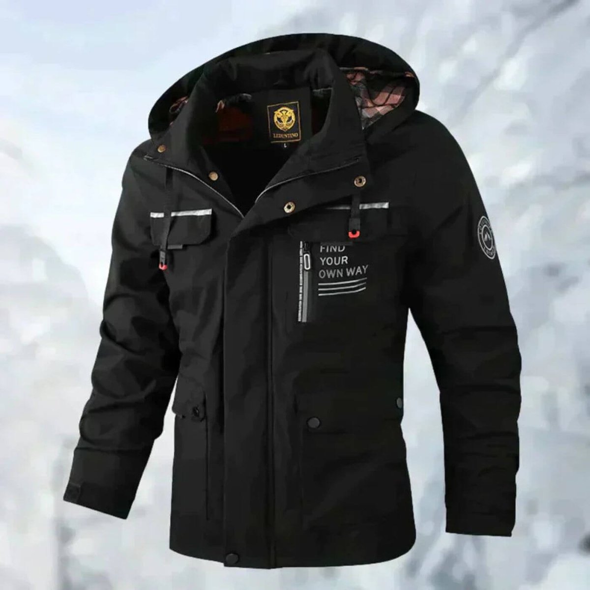 Wasserdichte Herrenjacke mit Kapuze und praktischen Taschen | J&B - 6 - Jasminaboutique.com