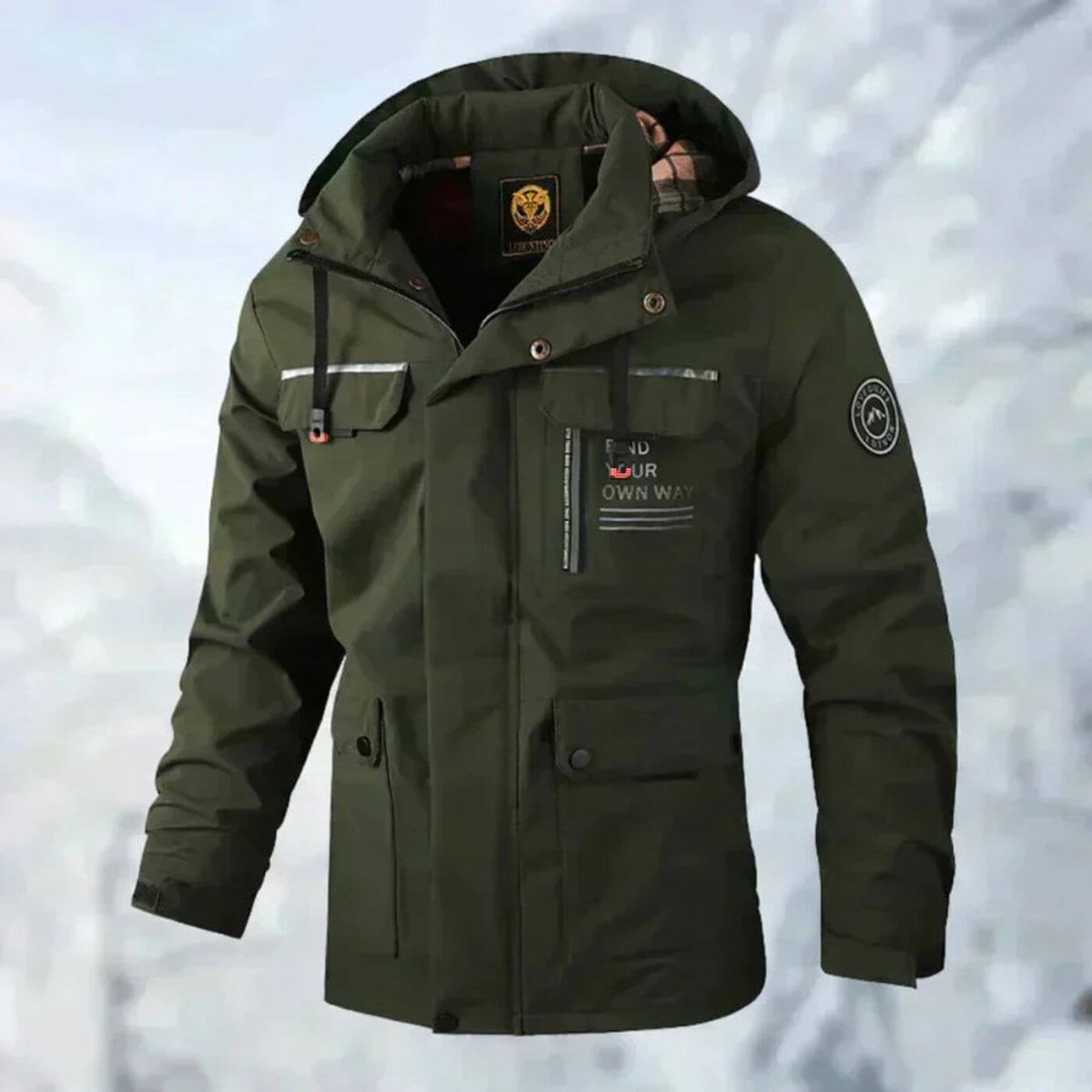 Wasserdichte Herrenjacke mit Kapuze und praktischen Taschen | J&B - 8 - Jasminaboutique.com