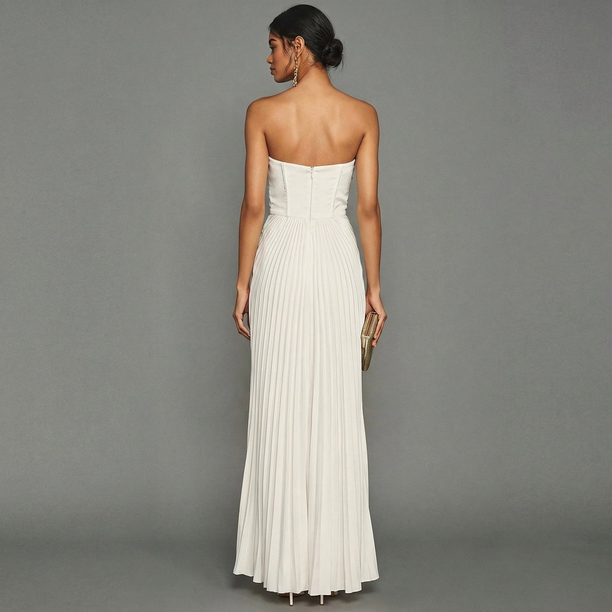 Lia – Long Pleated Strapless Dress - Image 2