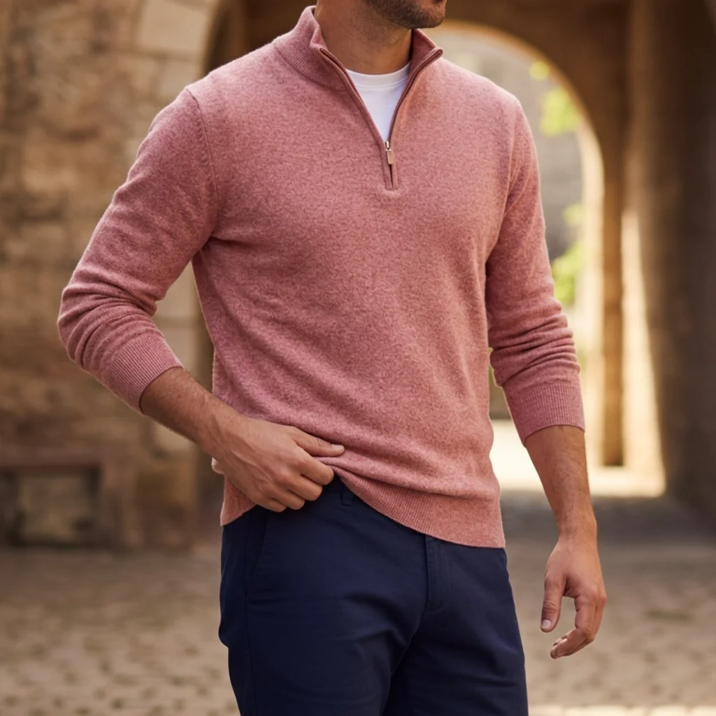 Pullover Herren mit Reißverschluss und strukturiertem Look | J&B
