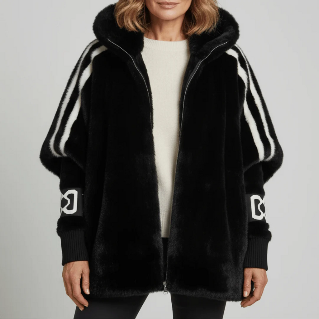 Damen Jacke mit Kapuze und sportlichen Streifen | J&B
