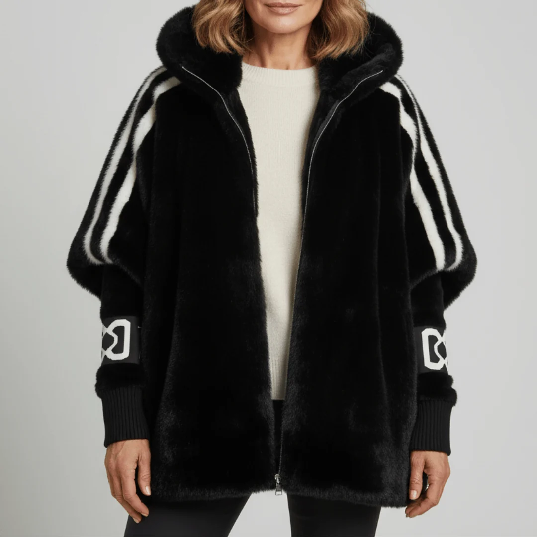 Damen Jacke mit Kapuze und sportlichen Streifen | J&B