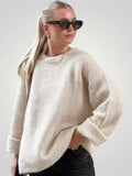 Oversize-Pullover Damen mit lässigem Schnitt und umgeschlagenen Ärmelbündchen | J&B