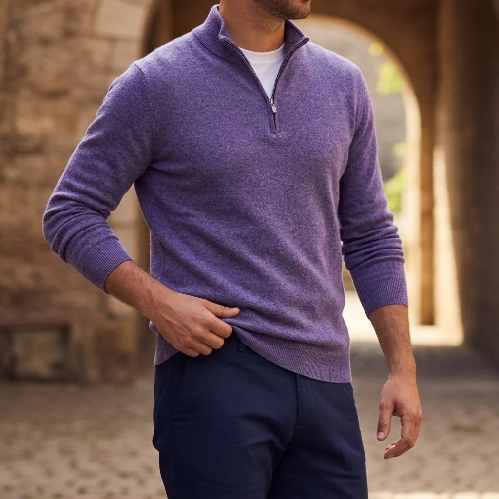Pullover Herren mit Reißverschluss und strukturiertem Look | J&B