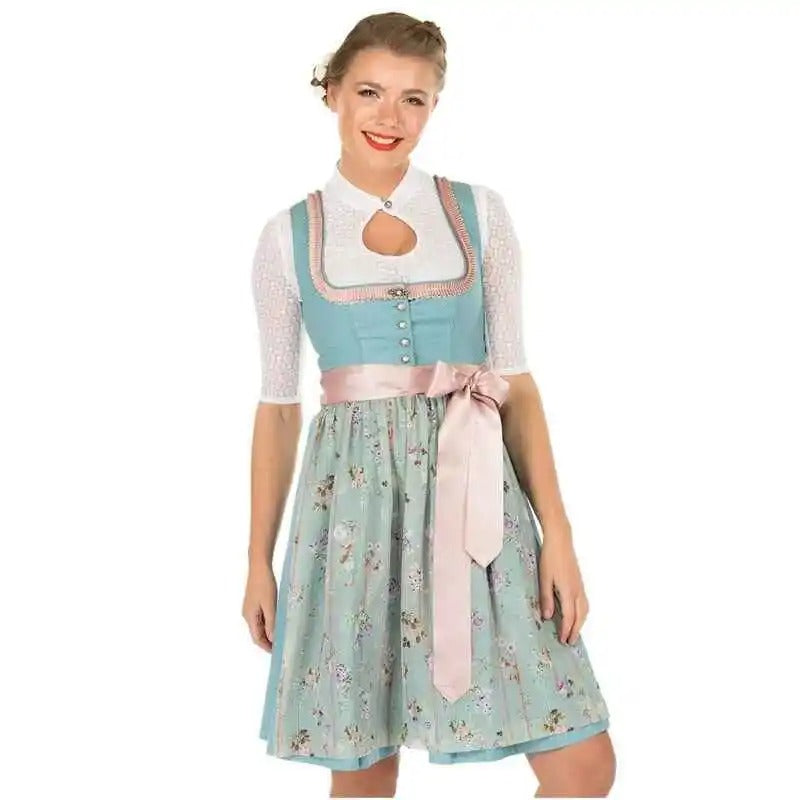 Dirndl Kleid Damen mit floralem Design und Taillengürtel | J&B
