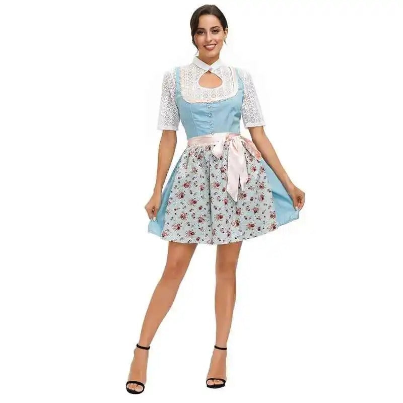 Dirndl Kleid Damen mit floralem Design und Taillengürtel | J&B