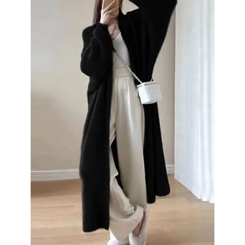 Lange Damenjacke mit weicher Struktur und offener Vorderseite | J&B