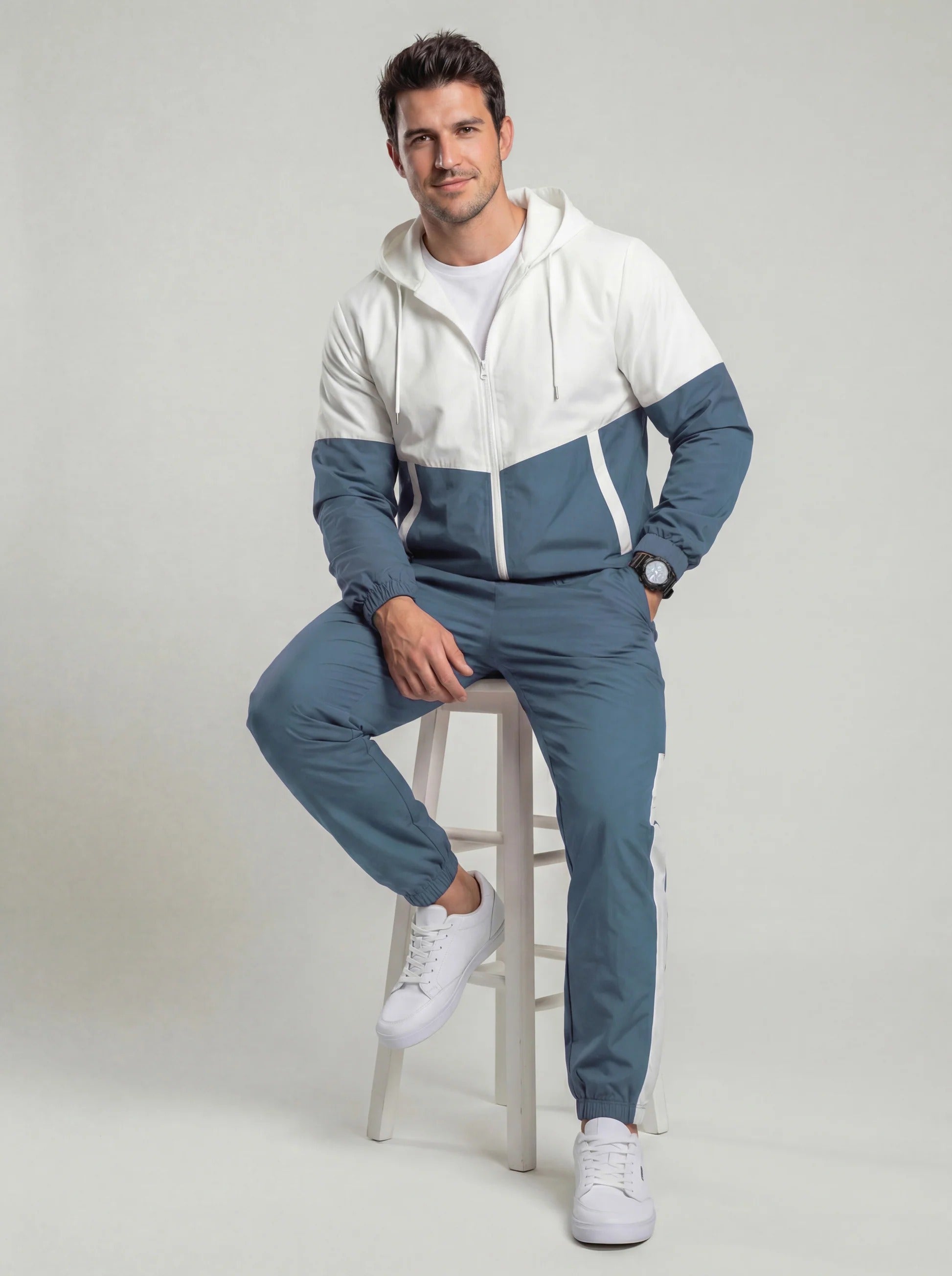 Zweiteiliges Set Herren: Hoodie mit Color-Block-Design und Jogginghose | J&B