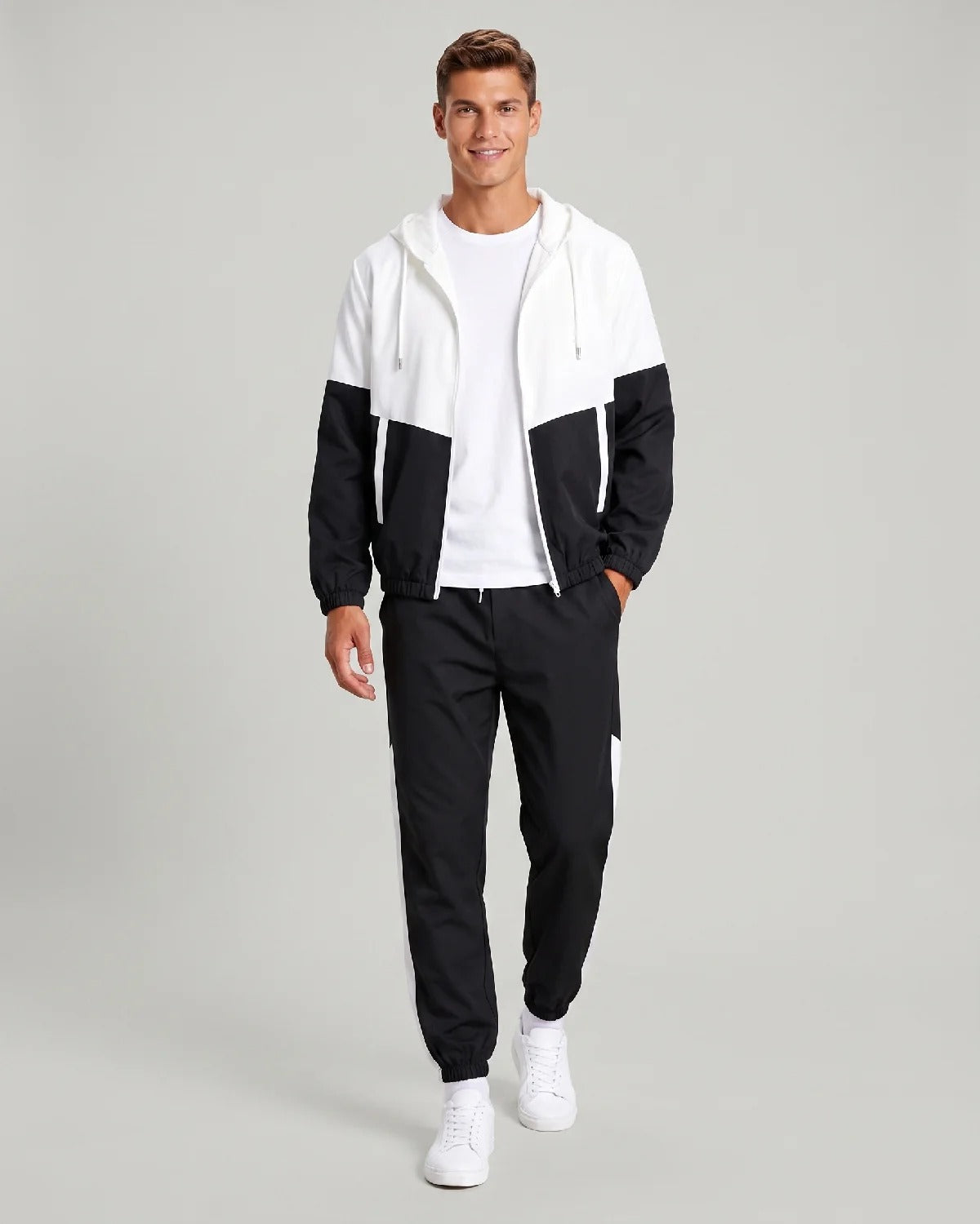 Zweiteiliges Set Herren: Hoodie mit Color-Block-Design und Jogginghose | J&B