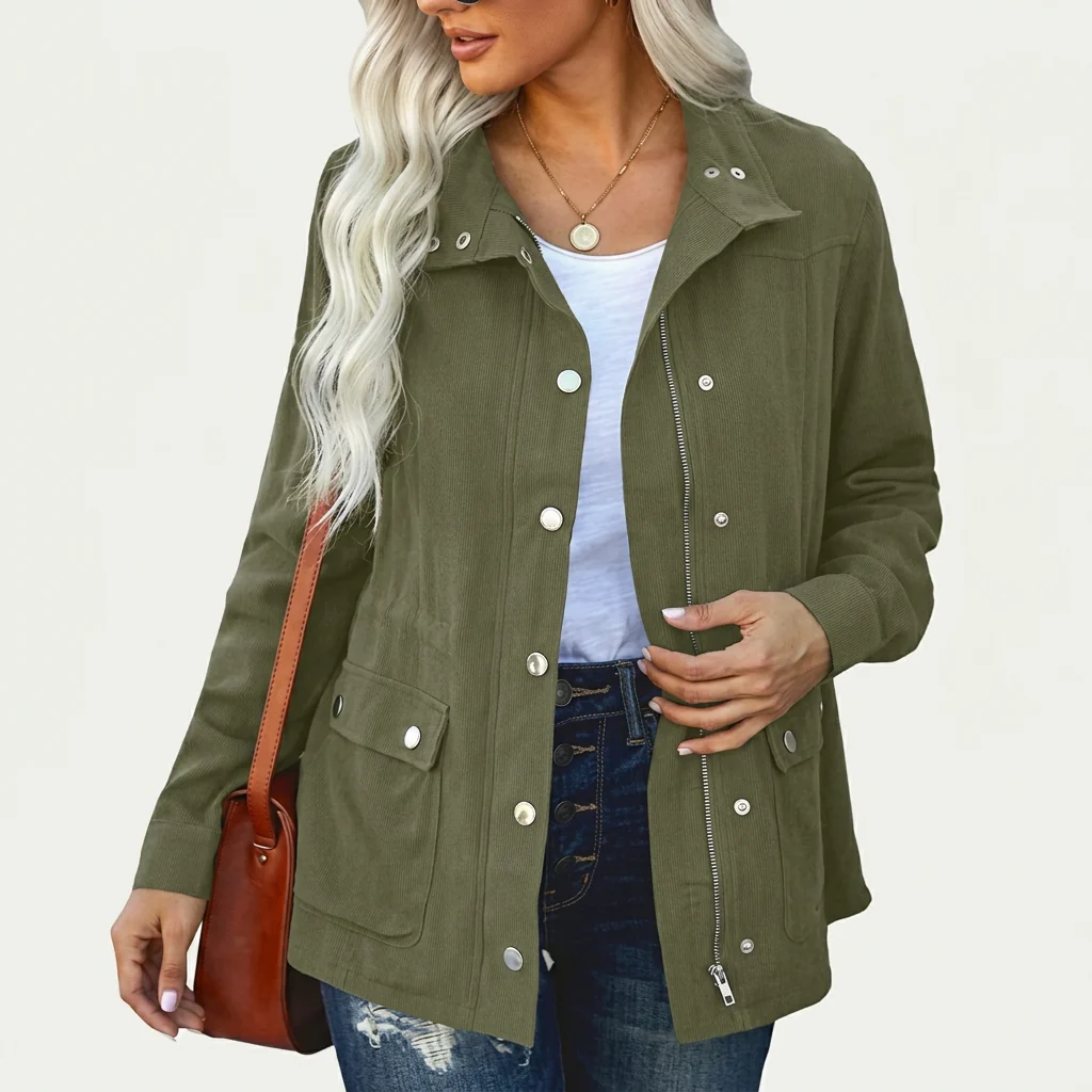 Utility-Jacke Damen, lockere Passform mit Druckknopfverschluss | J&B