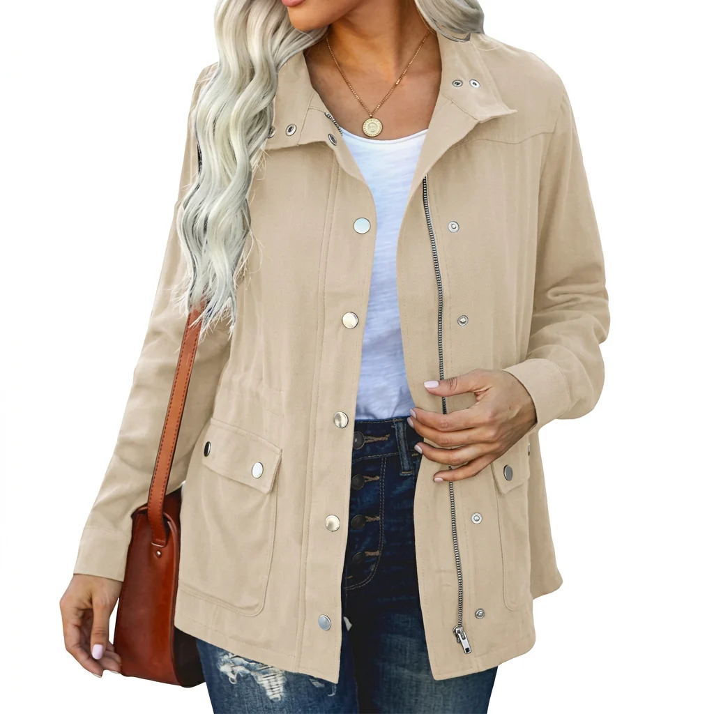 Utility-Jacke Damen, lockere Passform mit Druckknopfverschluss | J&B