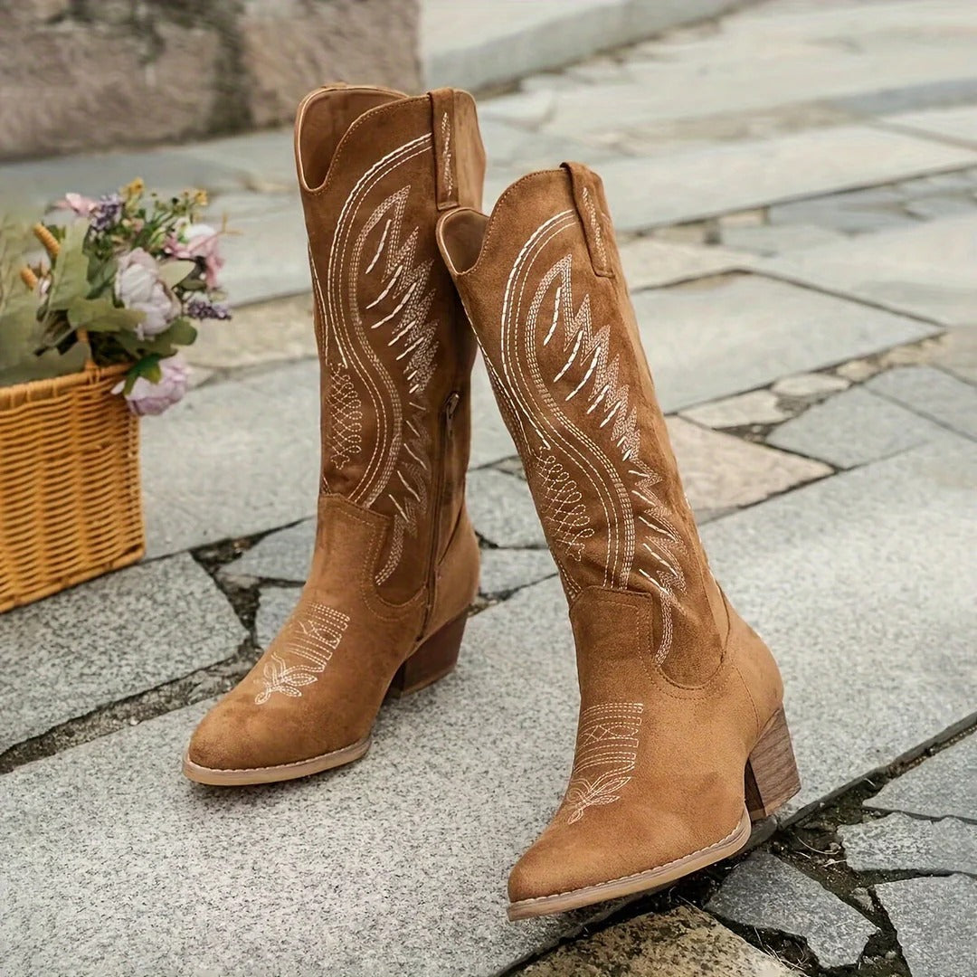 Westernstiefel Damen mit Blockabsatz und Stickerei | J&B