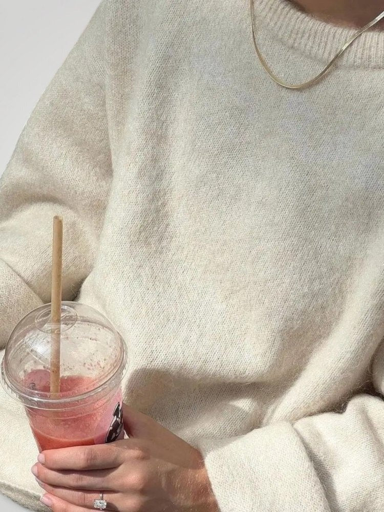 Oversize-Pullover Damen mit lässigem Schnitt und umgeschlagenen Ärmelbündchen | J&B