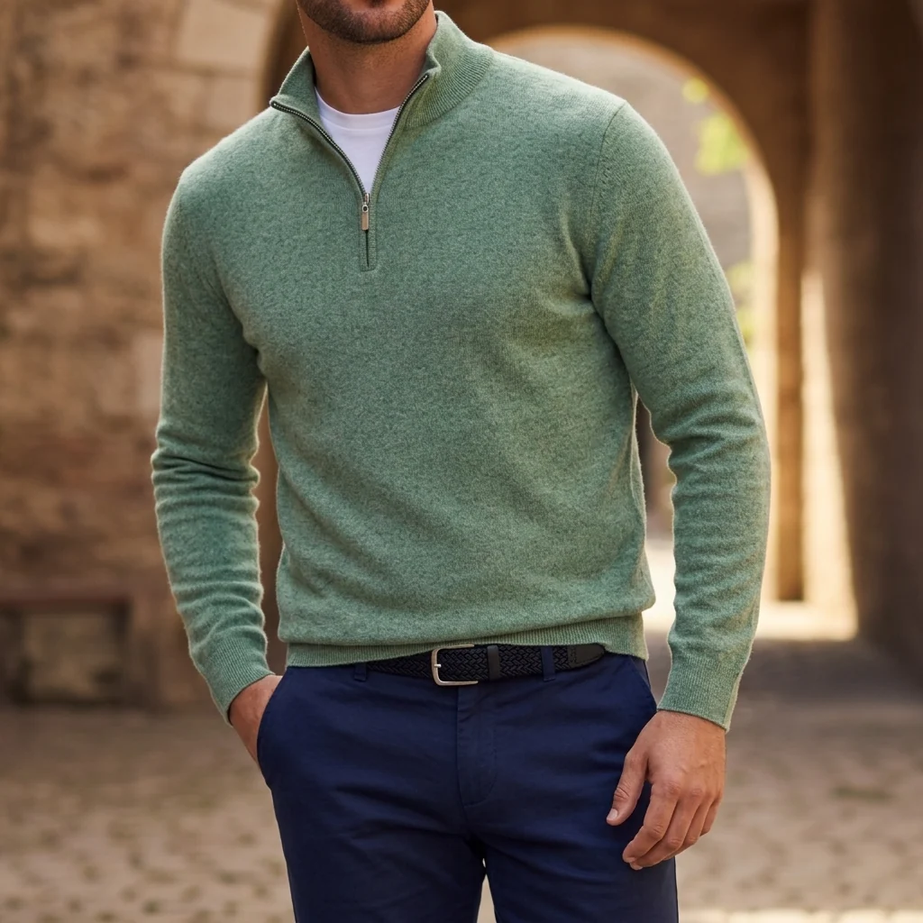 Pullover Herren mit Reißverschluss und strukturiertem Look | J&B