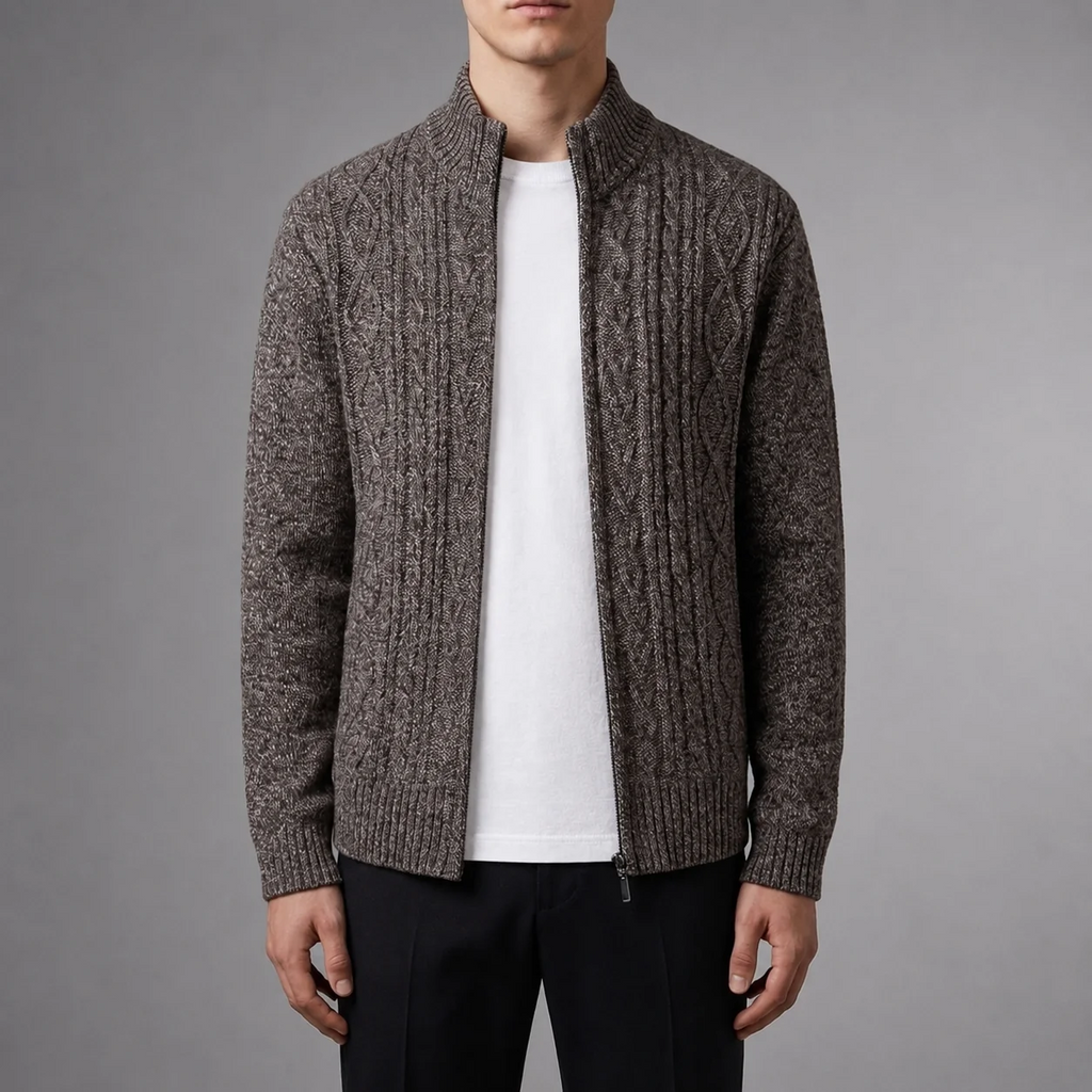 Herrenjacke mit Zopfmuster und Stehkragen | J&B