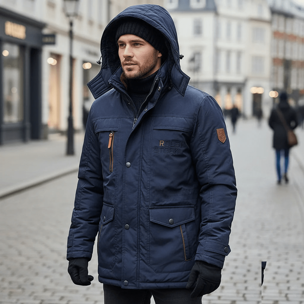 Wattierte Jacke Herren mit Abnehmbarer Kapuze und Fleece-Futter | J&B - 9 - Jasminaboutique.com