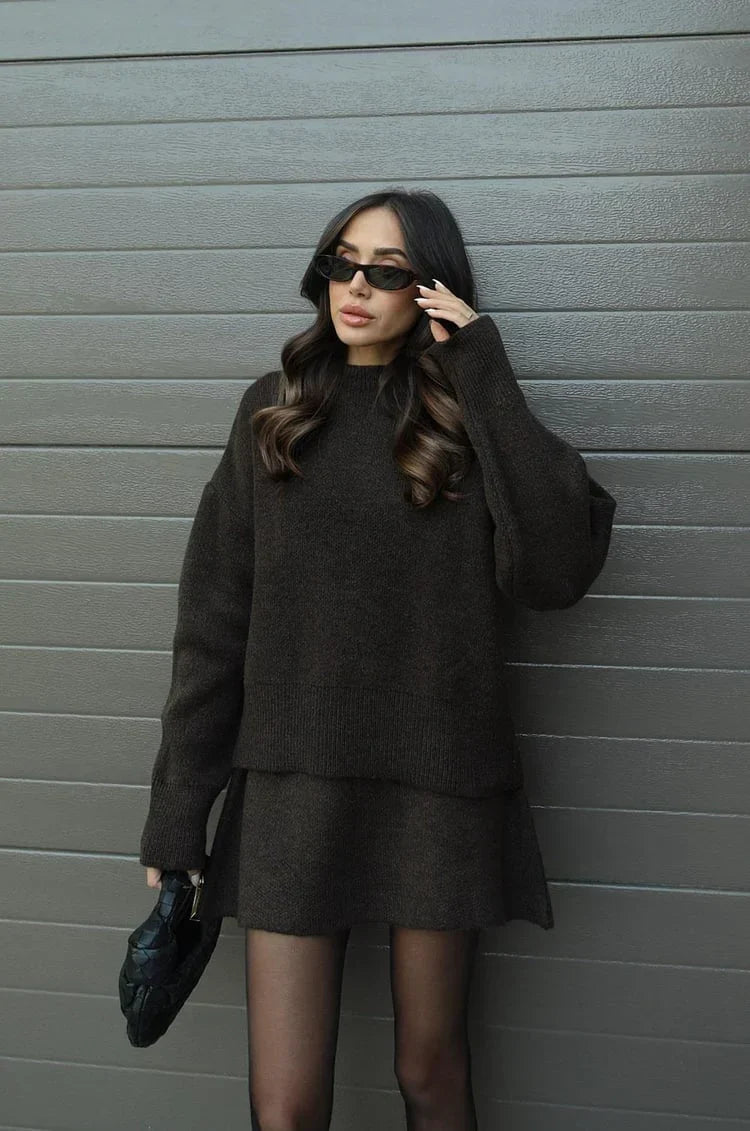 Elegantes Set aus Pullover und Rock – Zweiteiliges Strick-Set - 11 - Jasminaboutique.com