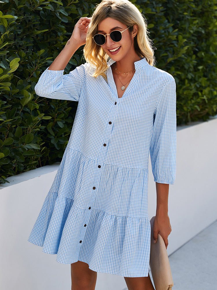 Sophie – Women Button-Up Tiered Dress - Image 1